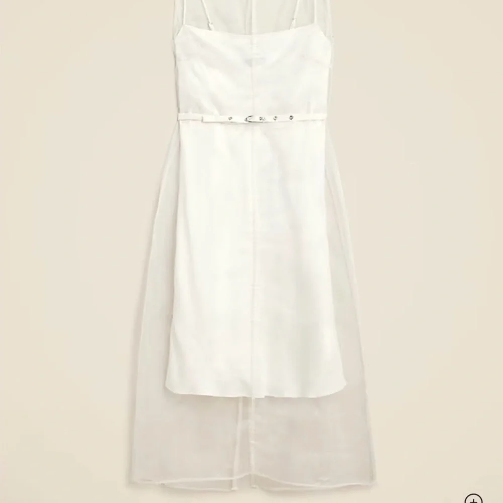 J. Crew Sheer-Overlay White Midi Dress